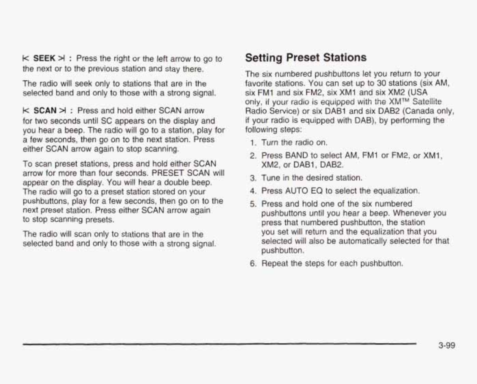 Setting preset stations | GMC 2003 Sierra User Manual | Page 254 / 556