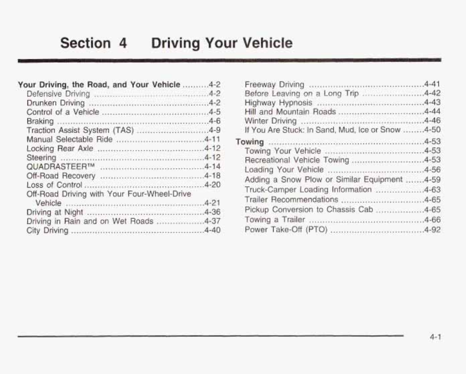 Section 4 driving your vehicle | GMC 2003 Sierra User Manual | Page 282 / 556