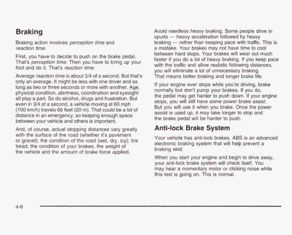 Braking, Anti-fock brake system | GMC 2003 Sierra User Manual | Page 287 / 556