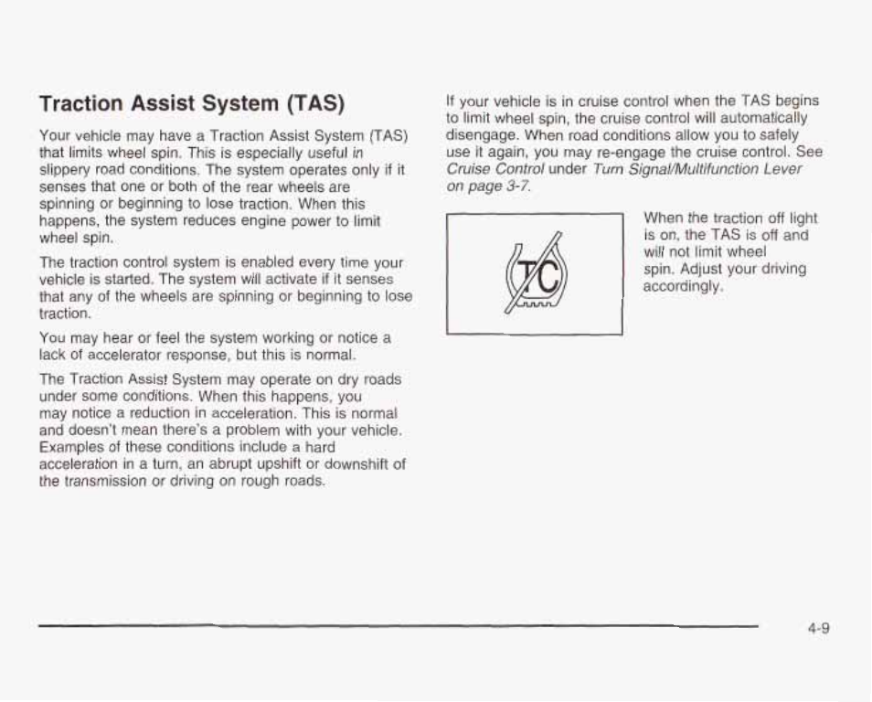 Traction assist system (tas) | GMC 2003 Sierra User Manual | Page 290 / 556