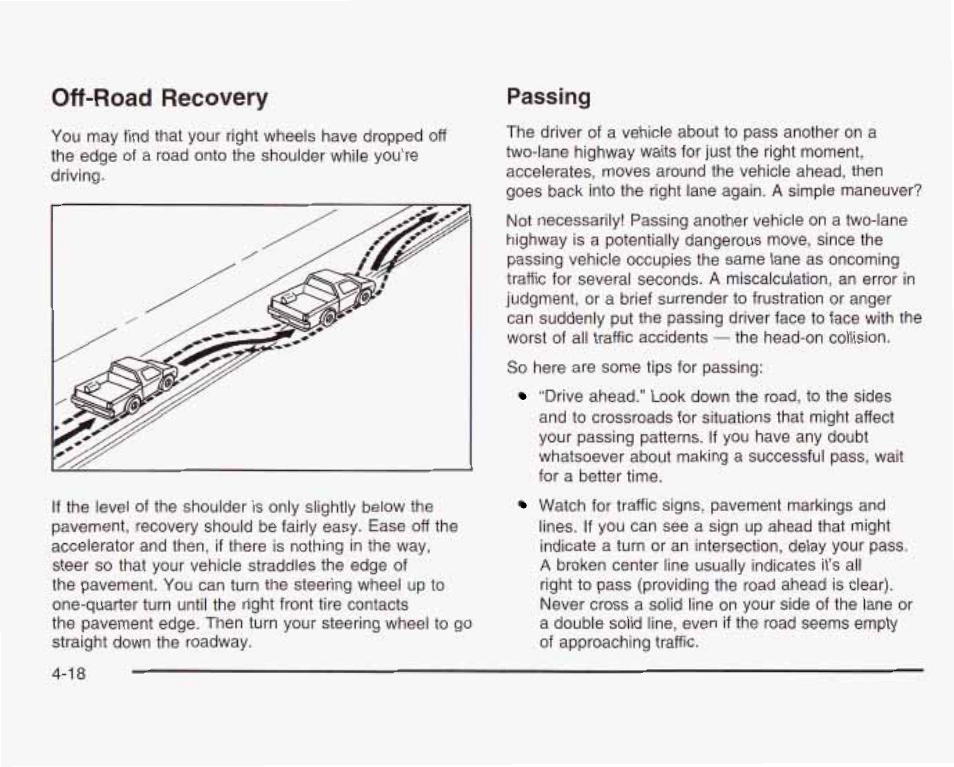 Off-road recovery, Passing | GMC 2003 Sierra User Manual | Page 299 / 556