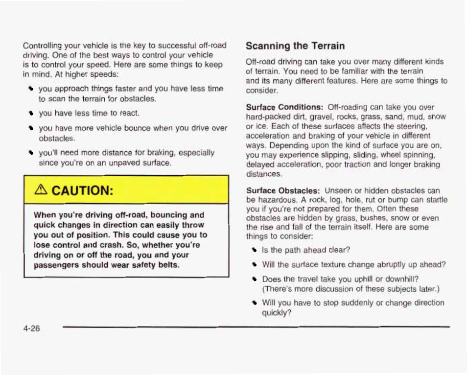 Д caution, Scannlng the terrain | GMC 2003 Sierra User Manual | Page 307 / 556