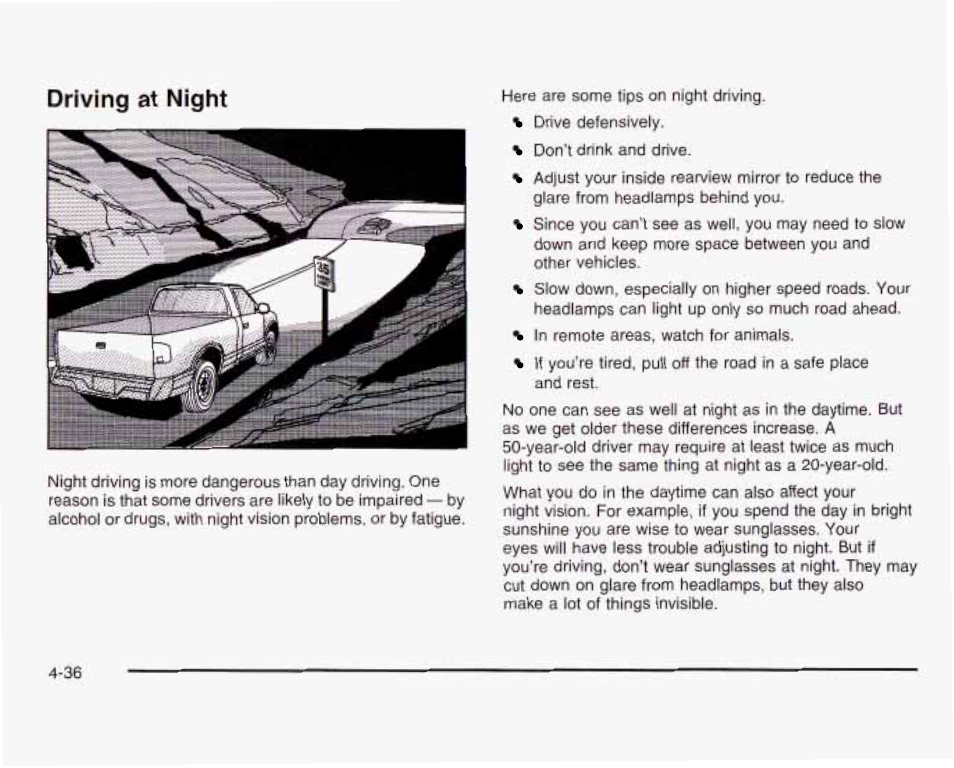 Driving at night | GMC 2003 Sierra User Manual | Page 317 / 556