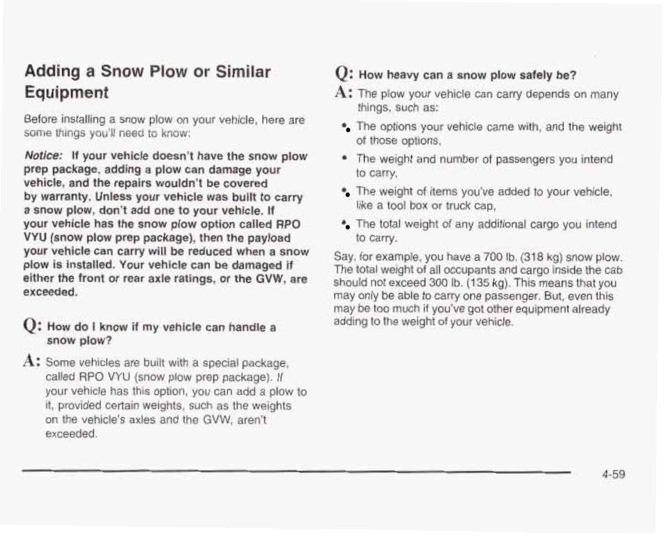 Adding a snow plow or similar equipment | GMC 2003 Sierra User Manual | Page 340 / 556