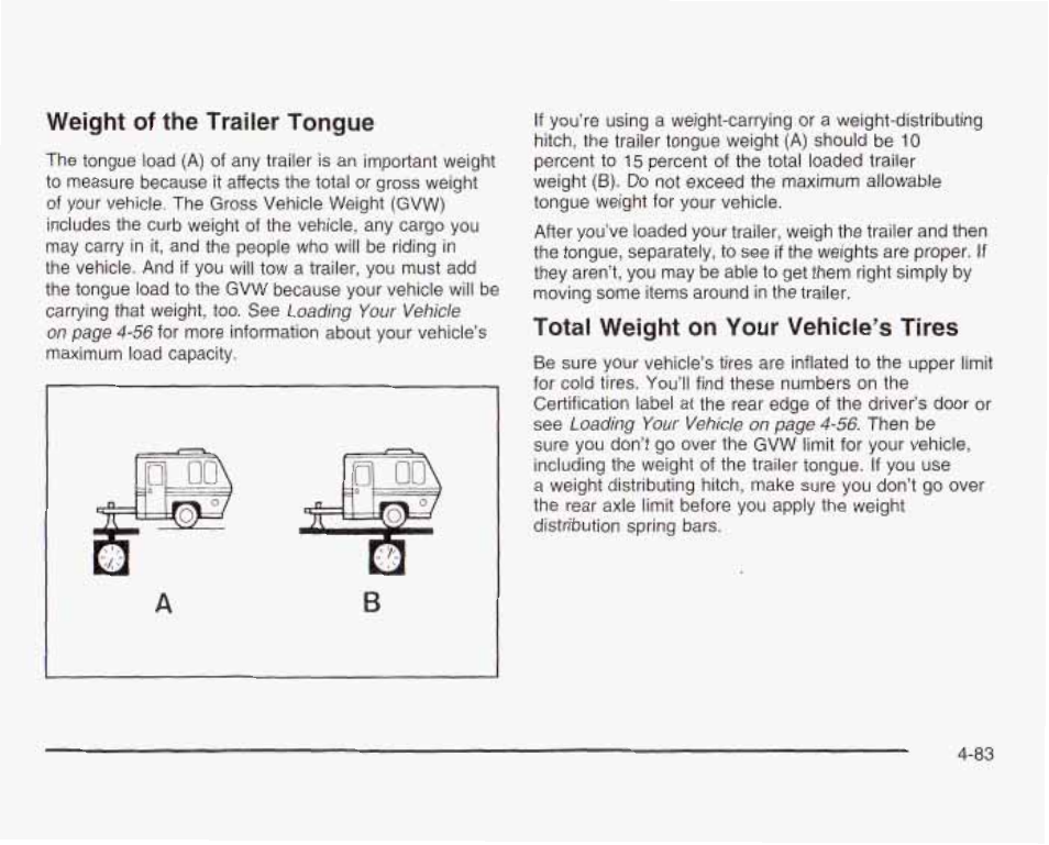 Weight of the trailer tongue, Total weight on your vehicle's tires | GMC 2003 Sierra User Manual | Page 364 / 556