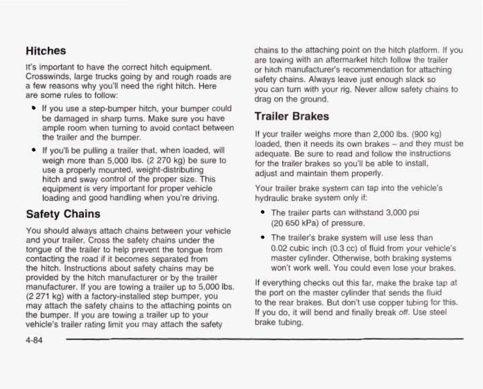 Hitches, Safety chains, Trailer brakes | GMC 2003 Sierra User Manual | Page 365 / 556