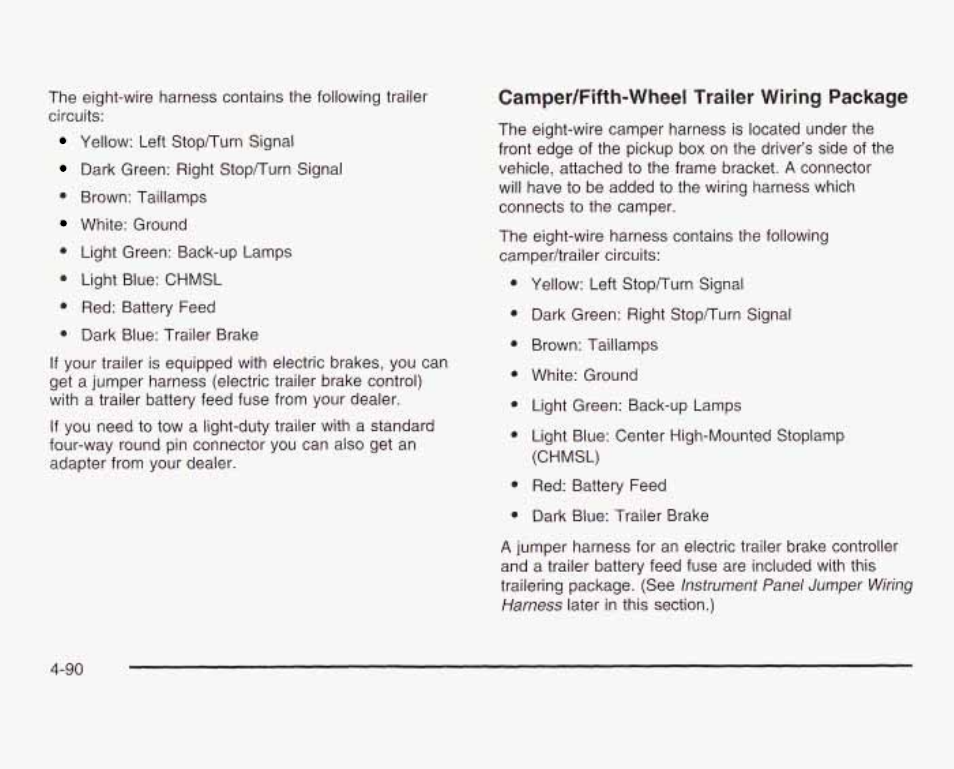 Camper/fifth-wheei trailer wiring package | GMC 2003 Sierra User Manual | Page 371 / 556