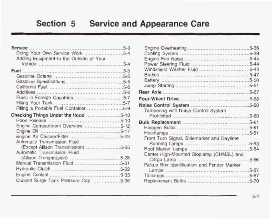 Section 5 service and appearance care | GMC 2003 Sierra User Manual | Page 376 / 556