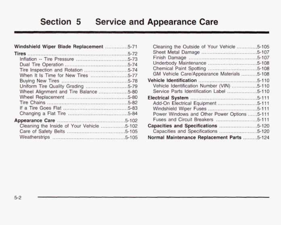 Section 5 service and appearance care, 1 oe | GMC 2003 Sierra User Manual | Page 377 / 556