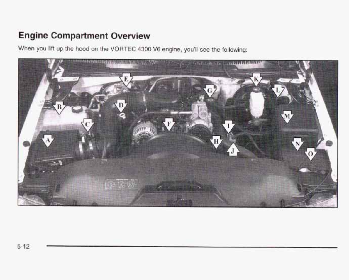 Engine compartment overview | GMC 2003 Sierra User Manual | Page 387 / 556