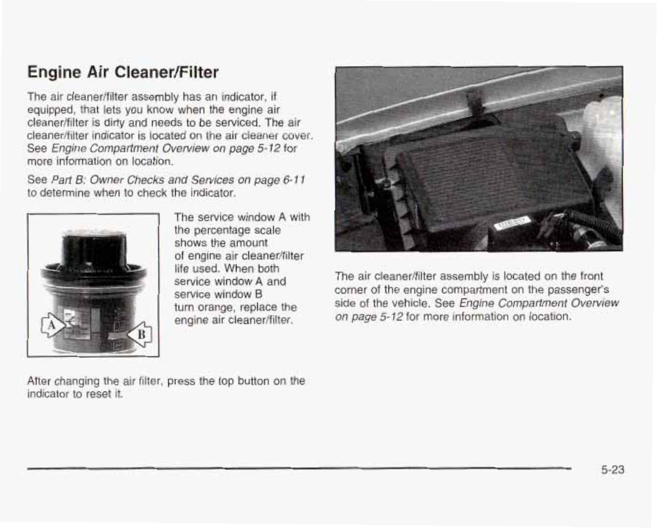 Engine air cleaner/filter | GMC 2003 Sierra User Manual | Page 398 / 556