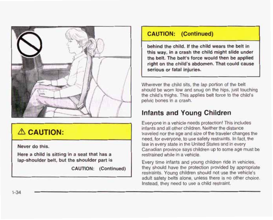 Infants and young children, A caution | GMC 2003 Sierra User Manual | Page 41 / 556