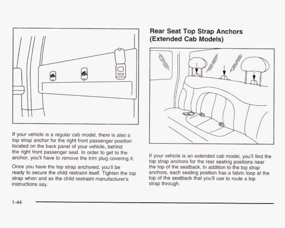 Rear seat top strap anchors {extended cab models) | GMC 2003 Sierra User Manual | Page 51 / 556