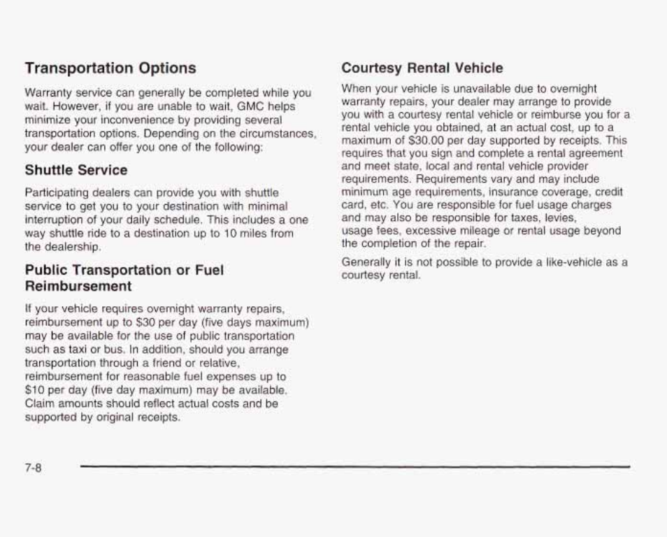 Transportation options | GMC 2003 Sierra User Manual | Page 531 / 556