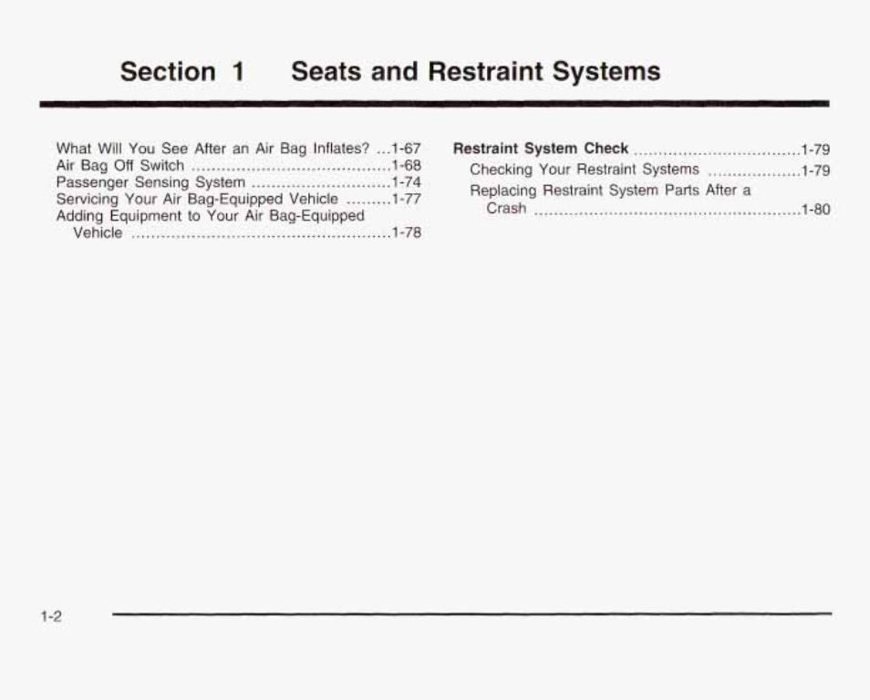 Section 1 seats and restraint systems | GMC 2003 Sierra User Manual | Page 9 / 556