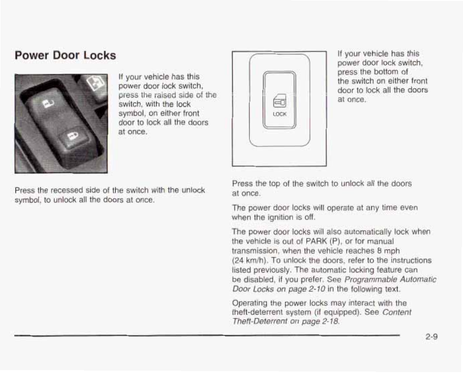 Power door locks | GMC 2003 Sierra User Manual | Page 96 / 556