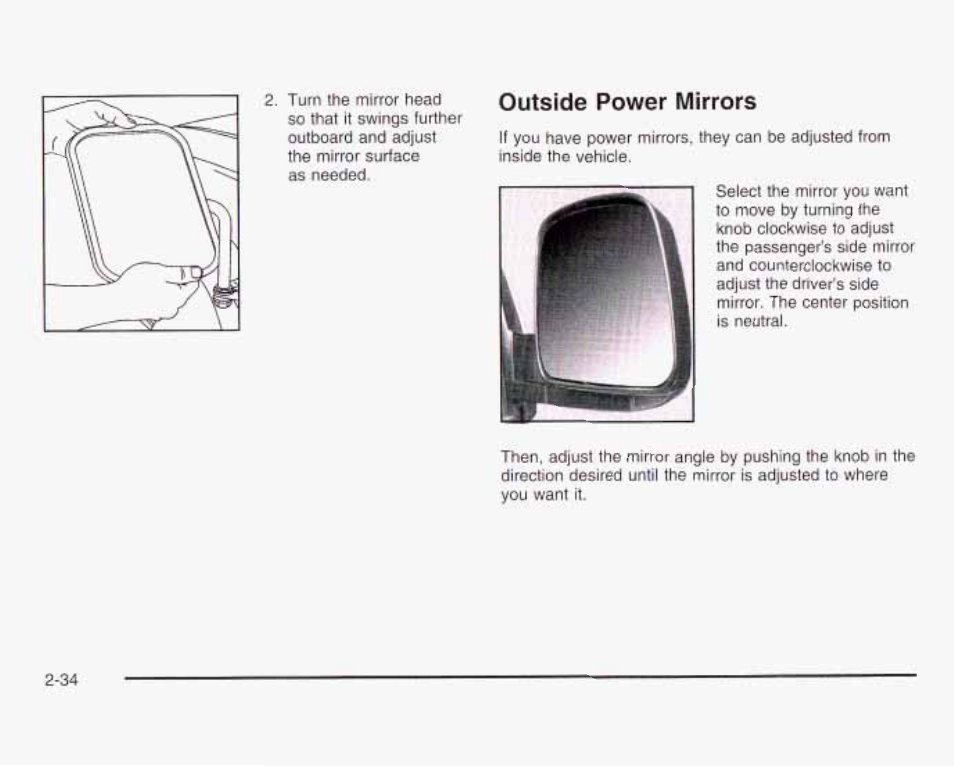 Outside power mirrors | GMC 2003 Savana User Manual | Page 117 / 400