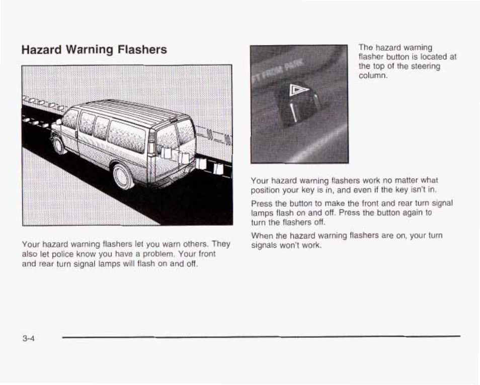 Hazard warning flashers | GMC 2003 Savana User Manual | Page 125 / 400