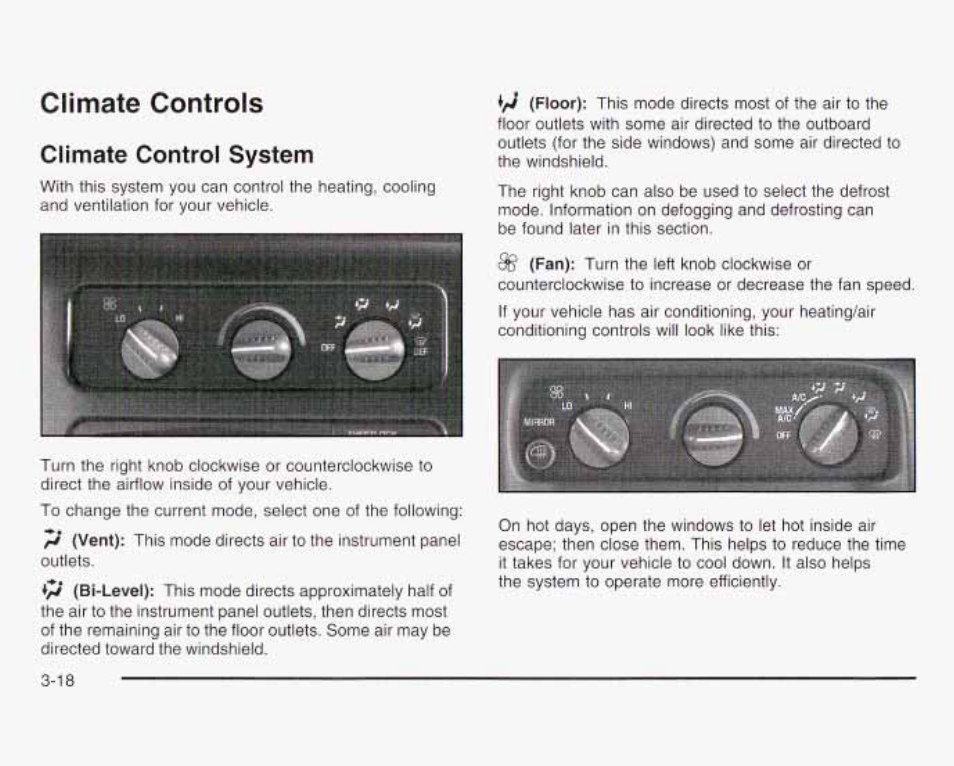Climate controls, Climate control system | GMC 2003 Savana User Manual | Page 139 / 400