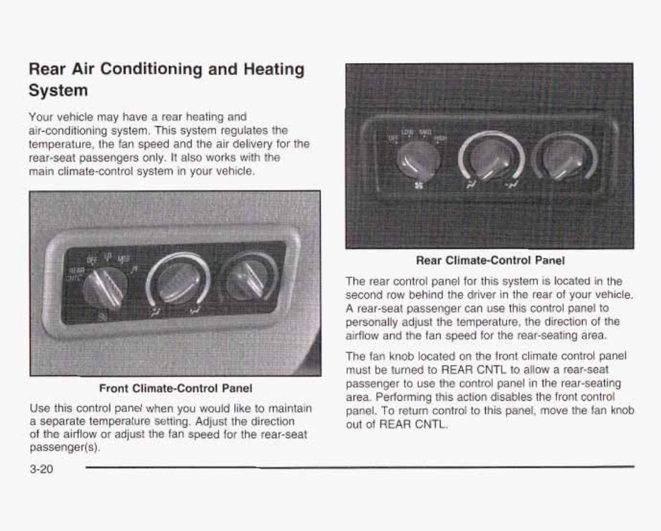 Rear air conditioning and heating system | GMC 2003 Savana User Manual | Page 141 / 400