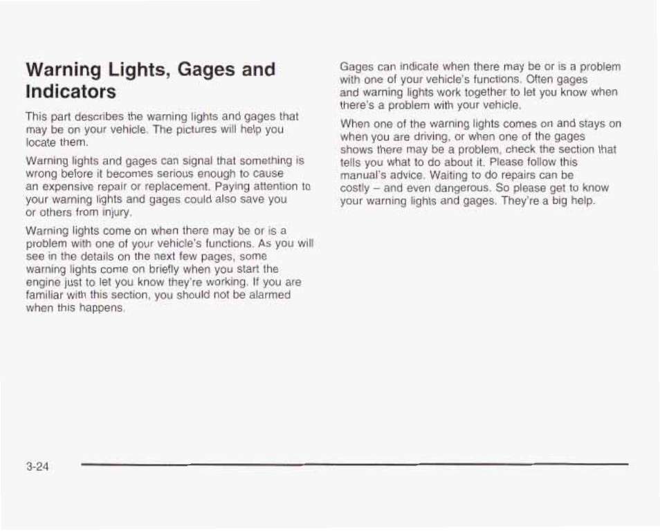 Warning lights, gages and indicators | GMC 2003 Savana User Manual | Page 145 / 400