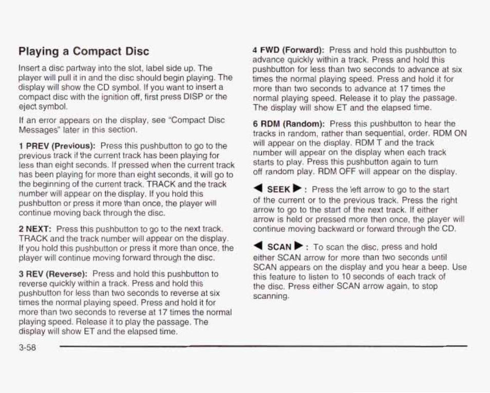 Pìaying a compact disc | GMC 2003 Savana User Manual | Page 179 / 400