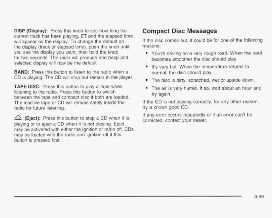 Compact disc messages | GMC 2003 Savana User Manual | Page 180 / 400