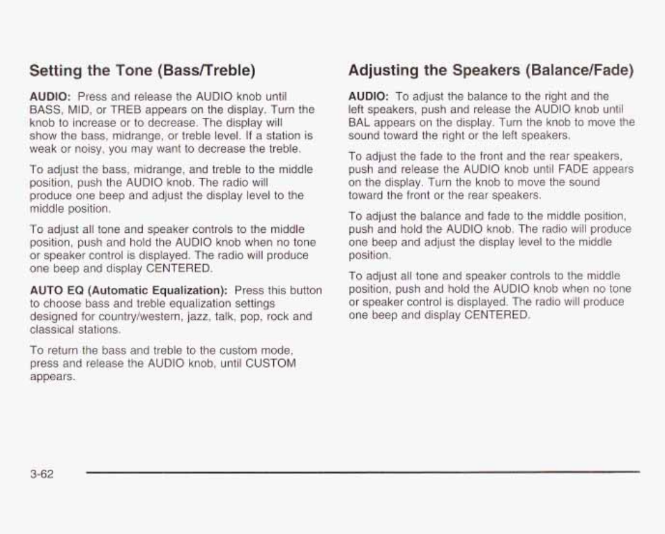Adjusting the speakers (balance/fade) | GMC 2003 Savana User Manual | Page 183 / 400