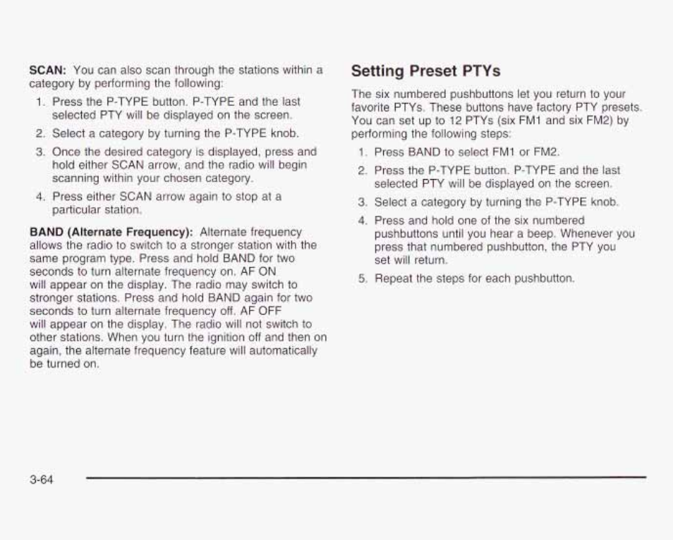 Setting preset ptys | GMC 2003 Savana User Manual | Page 185 / 400