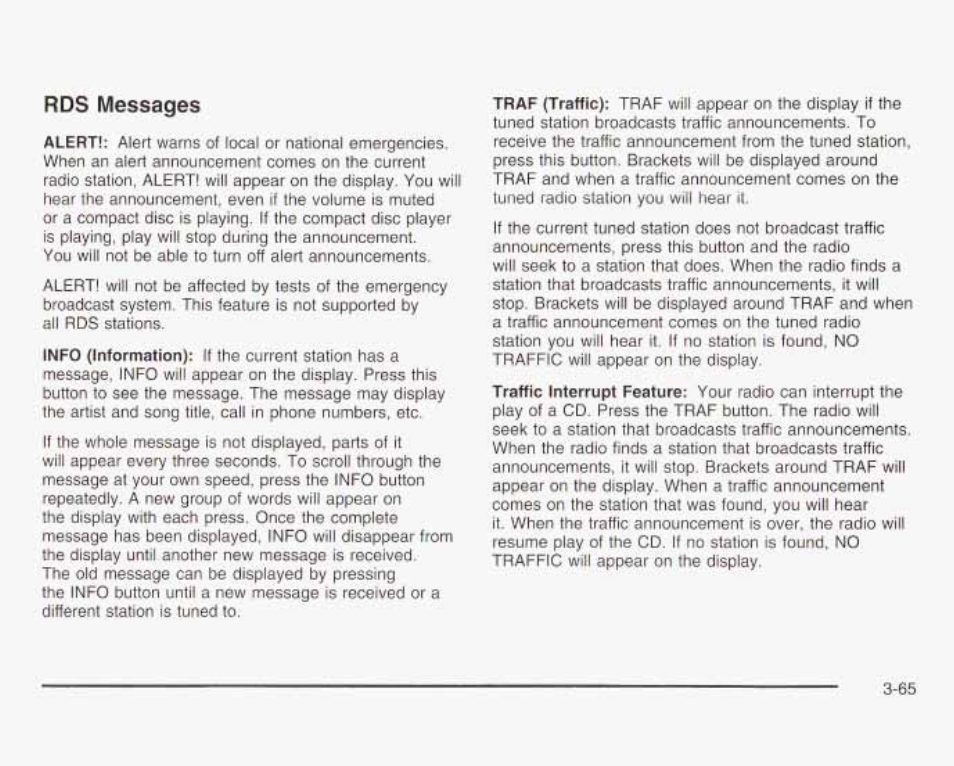 Rd5 messages | GMC 2003 Savana User Manual | Page 186 / 400