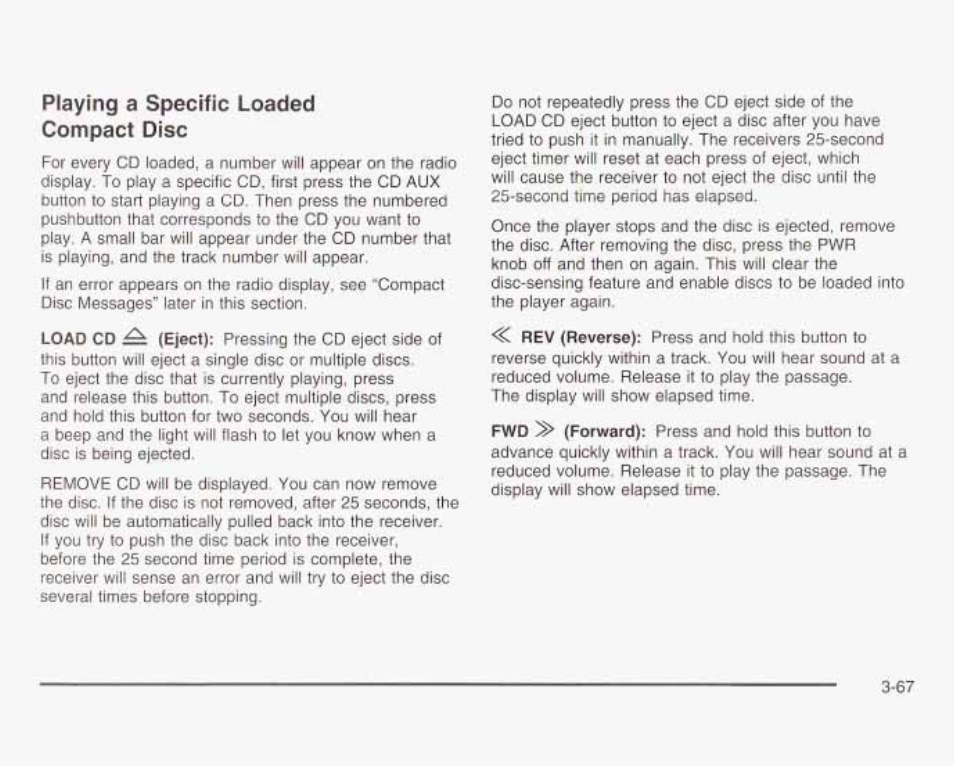 Playing a specific loaded compact disc | GMC 2003 Savana User Manual | Page 188 / 400