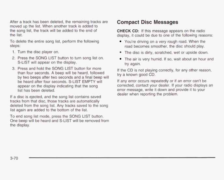 Compact disc messages | GMC 2003 Savana User Manual | Page 191 / 400