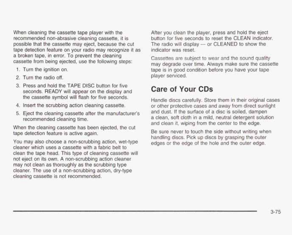 Care of your cds | GMC 2003 Savana User Manual | Page 196 / 400