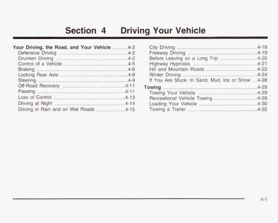 Section 4 driving your vehicle | GMC 2003 Savana User Manual | Page 198 / 400