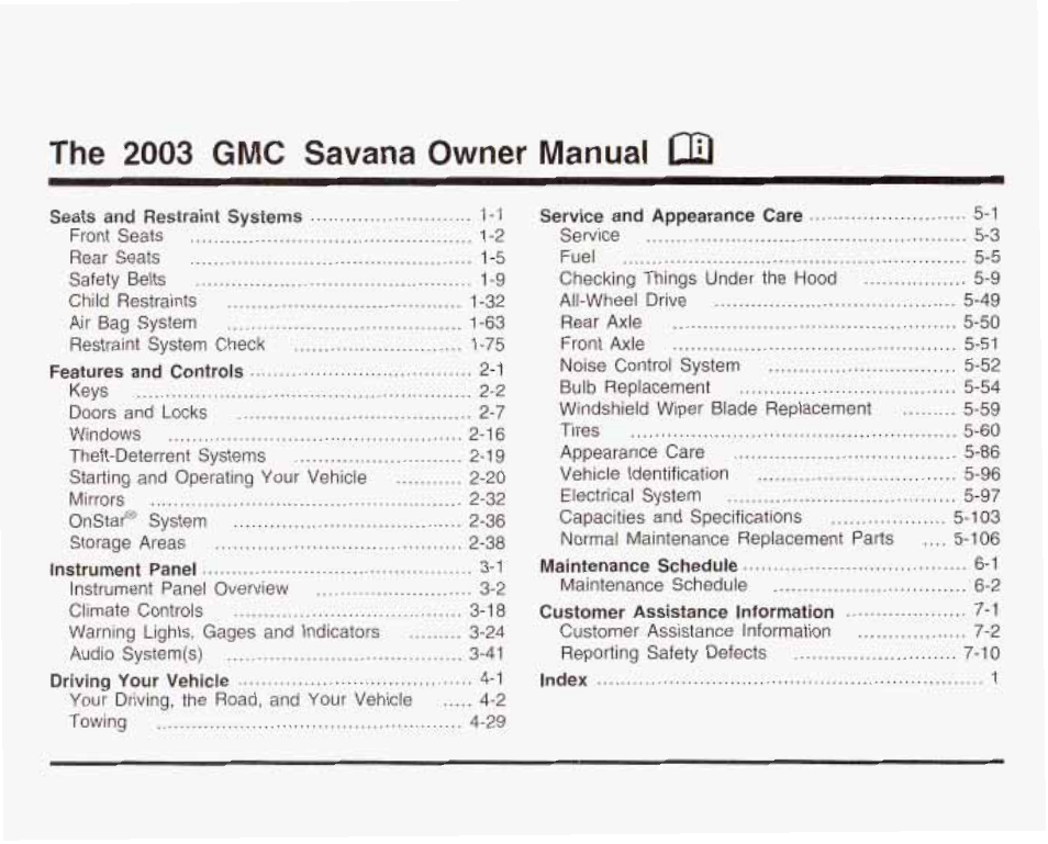 The 2003 gmc savana owner manual qh | GMC 2003 Savana User Manual | Page 2 / 400
