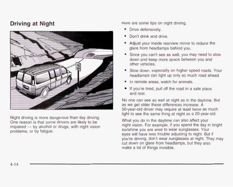 Driving at night | GMC 2003 Savana User Manual | Page 211 / 400