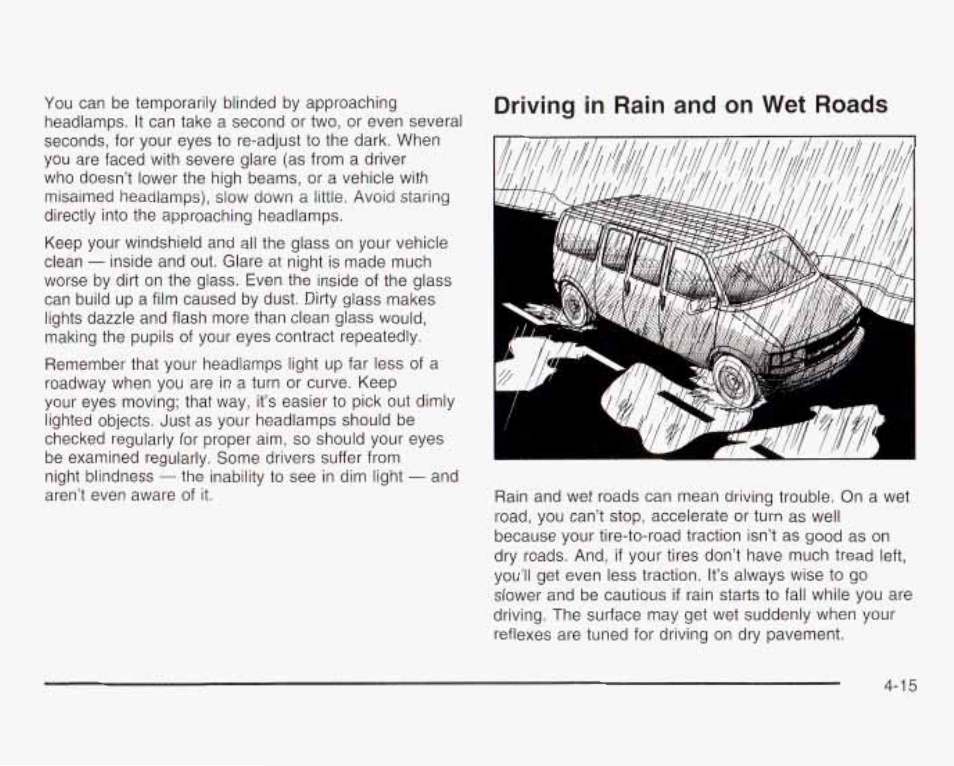 Driving in rain and on wet roads | GMC 2003 Savana User Manual | Page 212 / 400