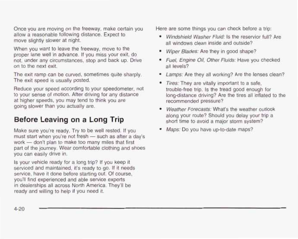 Before leaving on a long trip | GMC 2003 Savana User Manual | Page 217 / 400