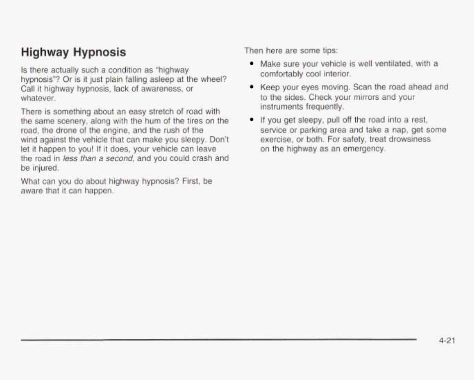 Highway hypnosis | GMC 2003 Savana User Manual | Page 218 / 400