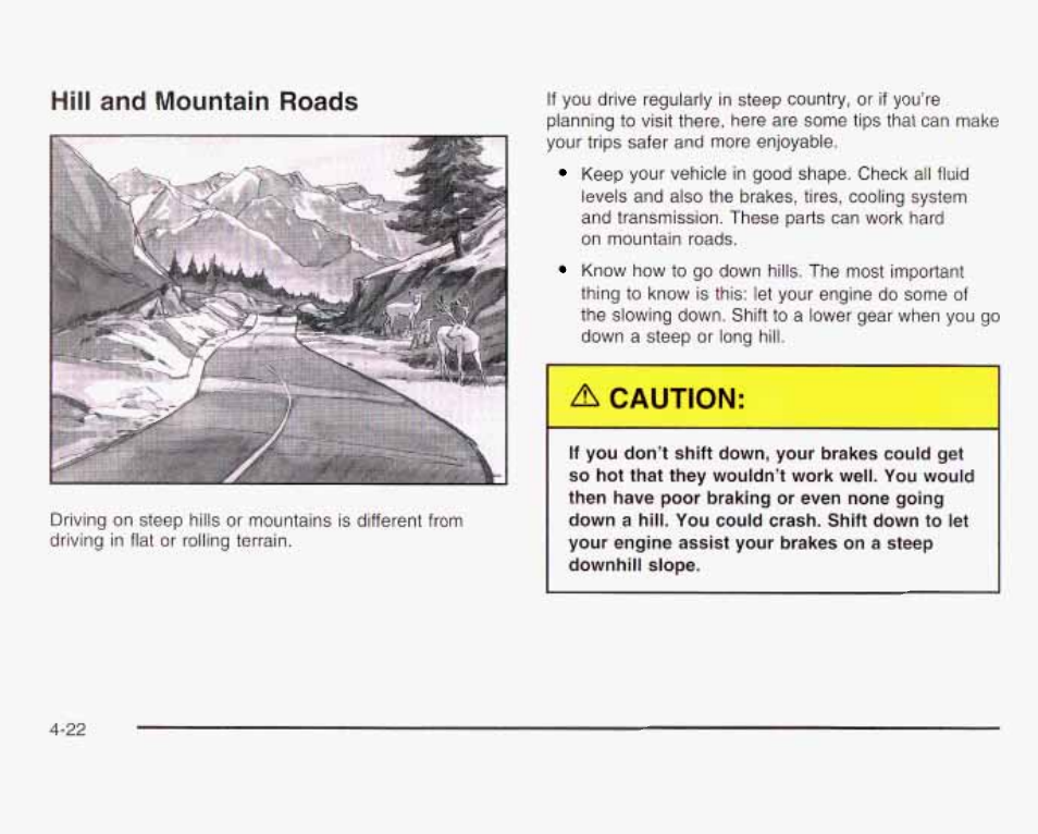 Liill and mountain roads | GMC 2003 Savana User Manual | Page 219 / 400