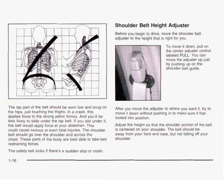 Shoulder belt height adjuster | GMC 2003 Savana User Manual | Page 23 / 400
