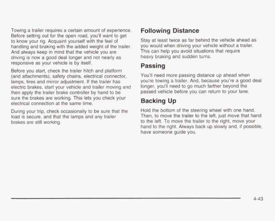 Following distance, Passing | GMC 2003 Savana User Manual | Page 240 / 400