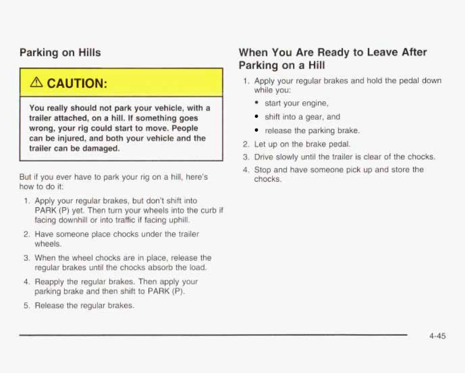 Parking on hills | GMC 2003 Savana User Manual | Page 242 / 400
