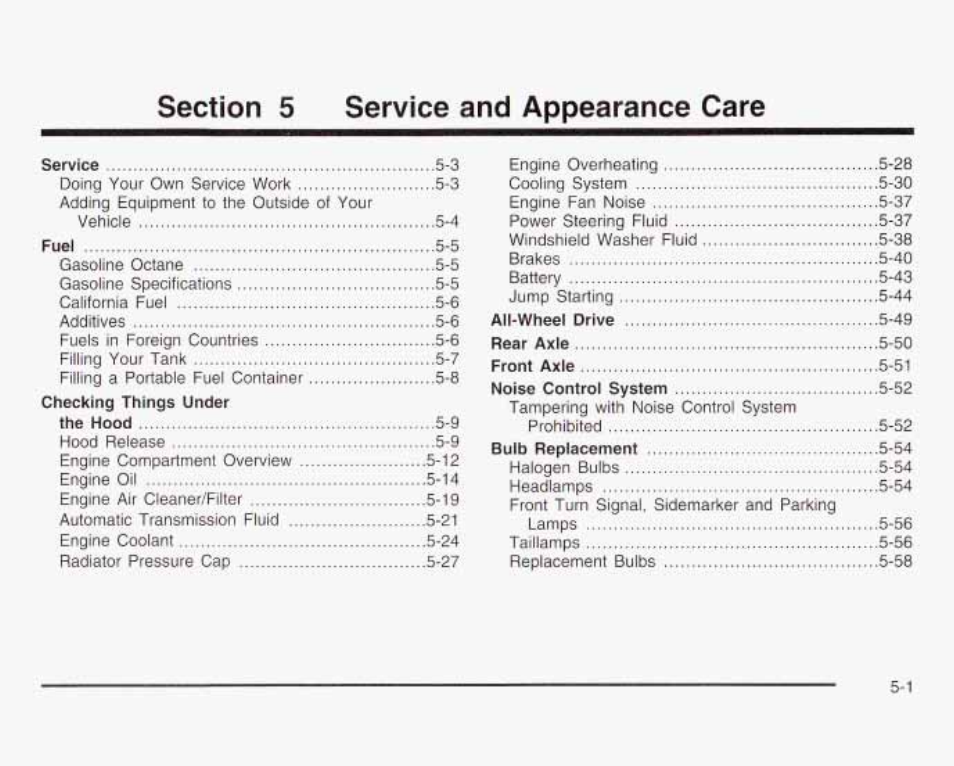 Section 5 service and appearance care | GMC 2003 Savana User Manual | Page 244 / 400