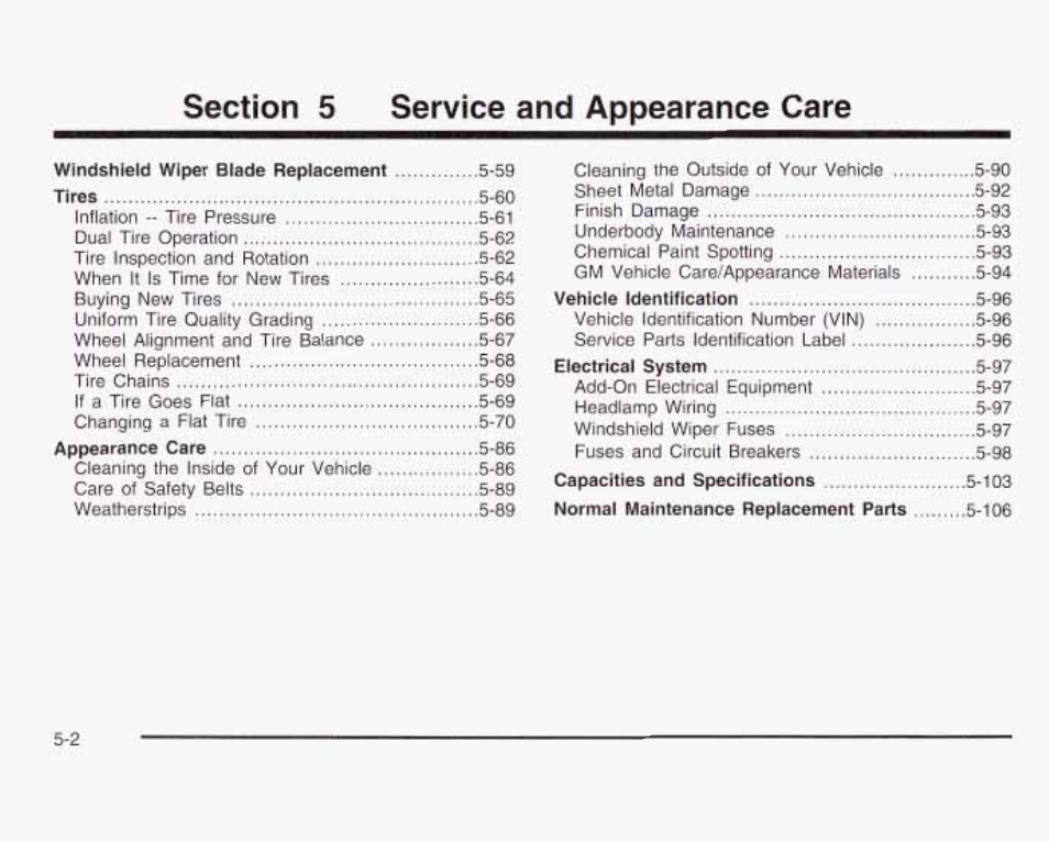 Section 5 service and appearance care | GMC 2003 Savana User Manual | Page 245 / 400