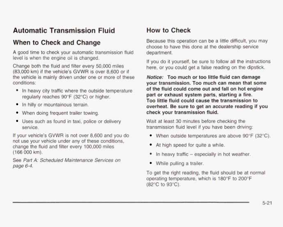 Automatic transmission fluid, How to check | GMC 2003 Savana User Manual | Page 264 / 400