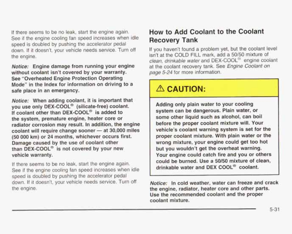 How to add coolant to the coolant recovery tank | GMC 2003 Savana User Manual | Page 274 / 400