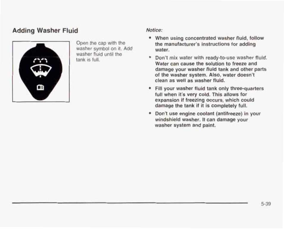Adding washer fluid | GMC 2003 Savana User Manual | Page 282 / 400