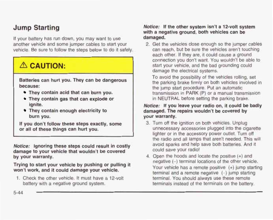 Jump starting | GMC 2003 Savana User Manual | Page 287 / 400