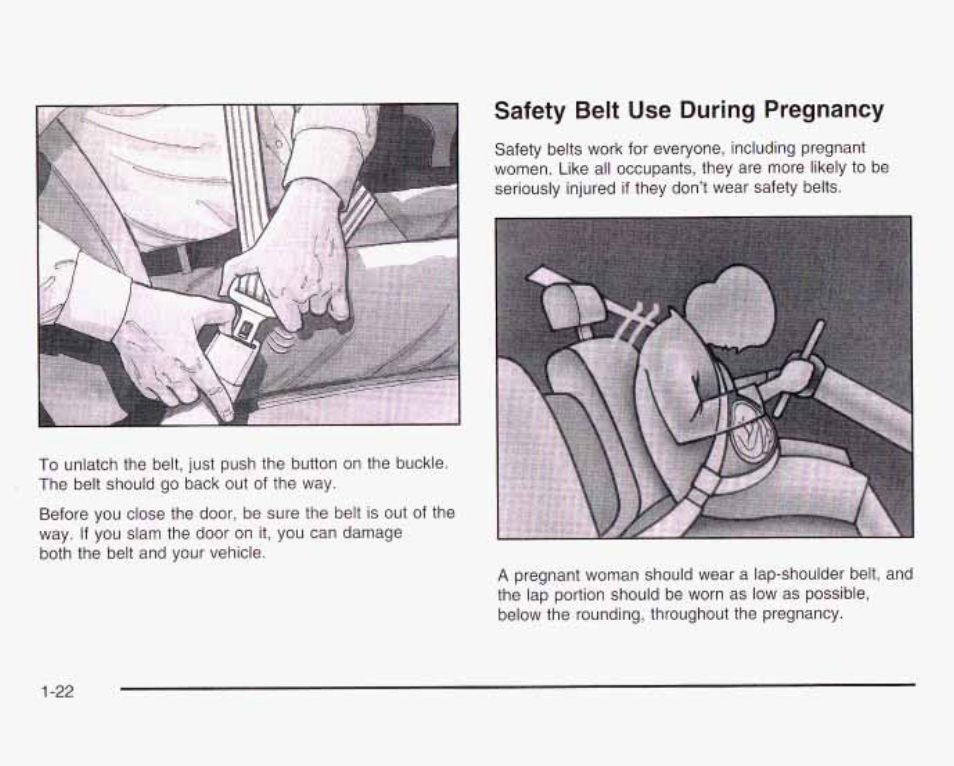 Salety belt use during pregnancy | GMC 2003 Savana User Manual | Page 29 / 400